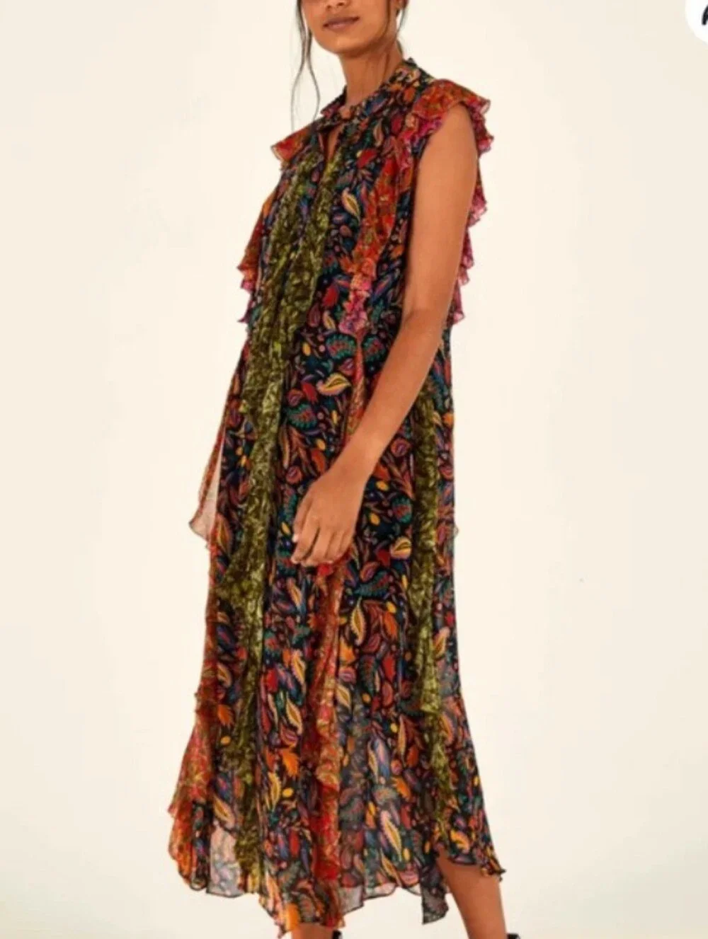 NWT Farm Riomixed Mini Prints Midi Dress Size M - Picture 11 of 12